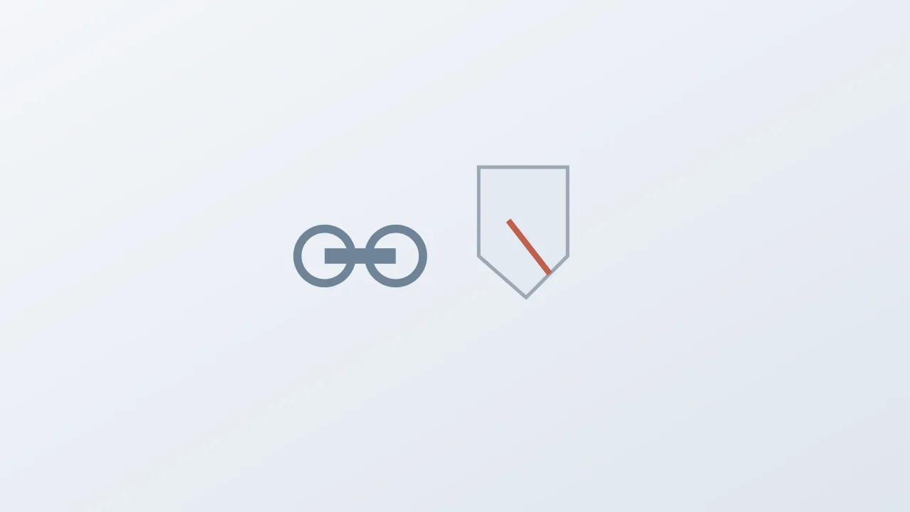 Concept illustration of a chain link icon beside a broken shield shape on a pale background, with no people, no logos and no readable text.