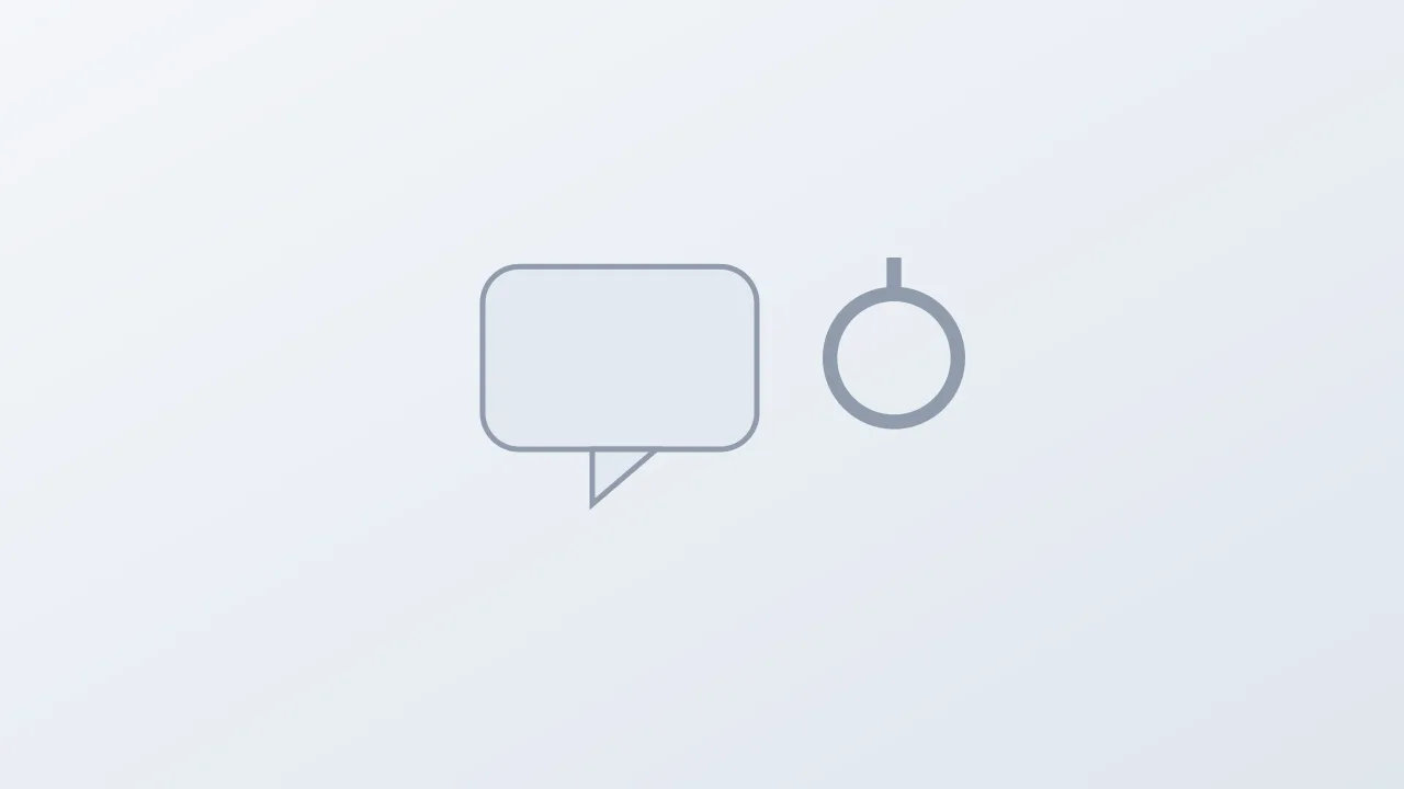 Concept illustration of a rounded speech bubble beside a power symbol on a pale background, with no people, no logos and no readable text.